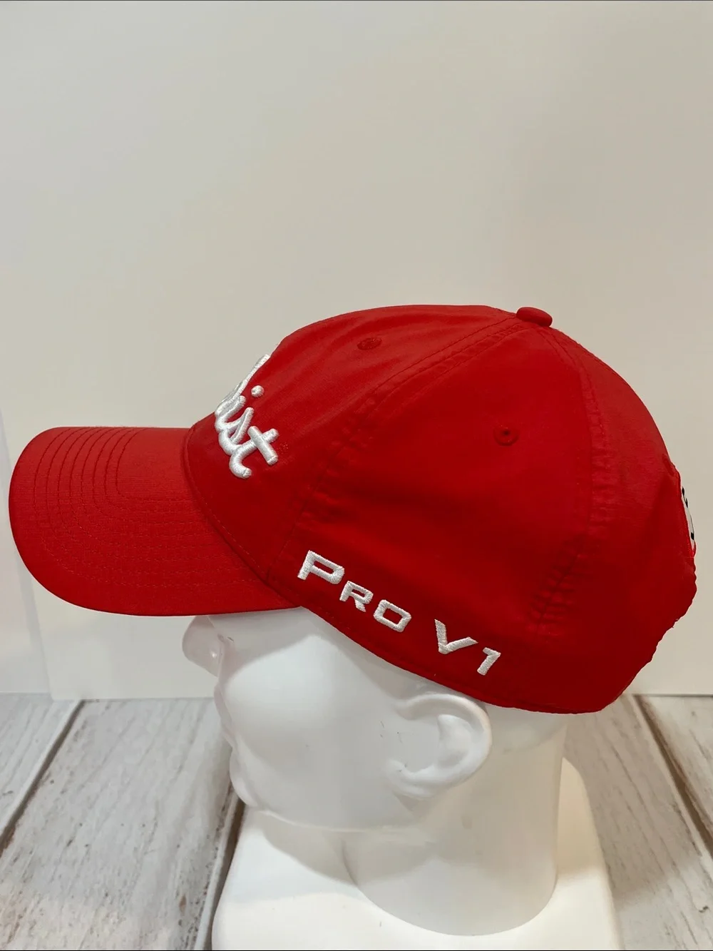 Titleist FJ Pro V1 Red Baseball Cap White Embroidered Script Logo Golf Hat